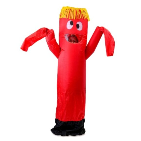 Two Adult Inflatable Costume, Red Tube Dancer with Wacky Waving Arm Flailing. - Picture 1 of 11